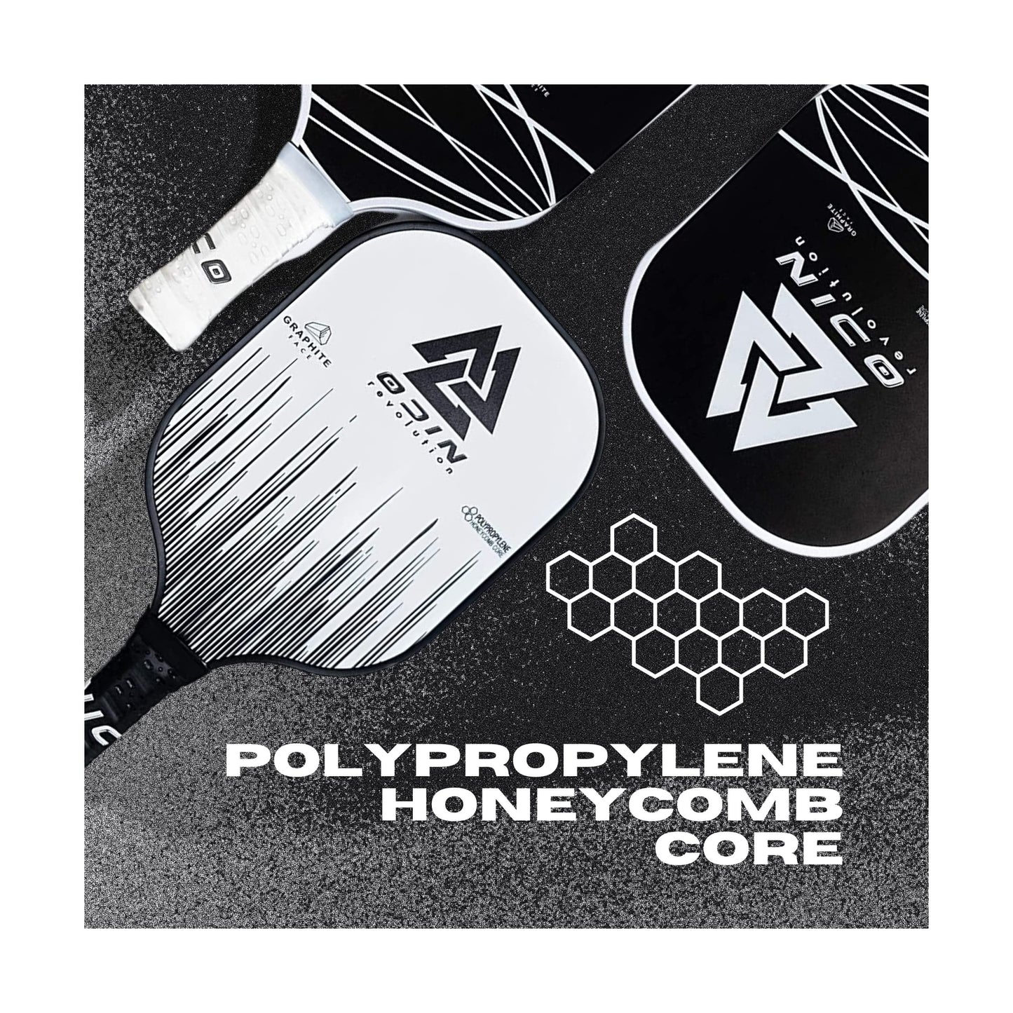 Odin Pickleball Paddles Set of 2 Premium Graphite Polypropylene Honeycomb Cor...